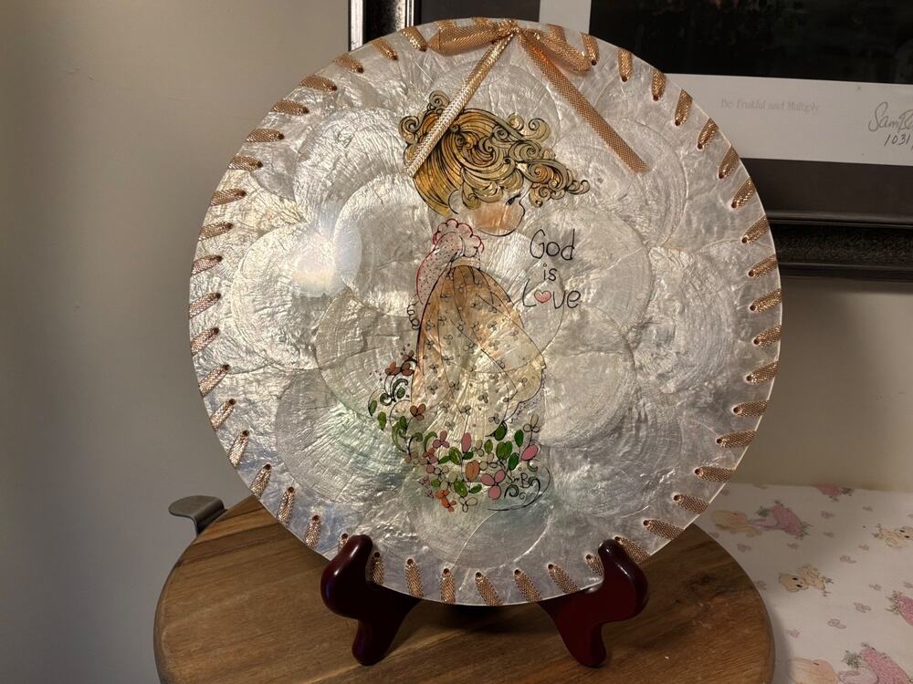 Precious Moments Mother of Pearl Plaque "God Is Love"